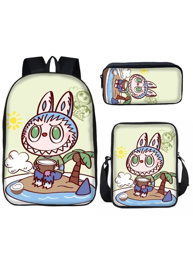 Labubu backpack pencil case satchel three-piece suit men and women leisure sports travel backpack student school backpack - Image 1